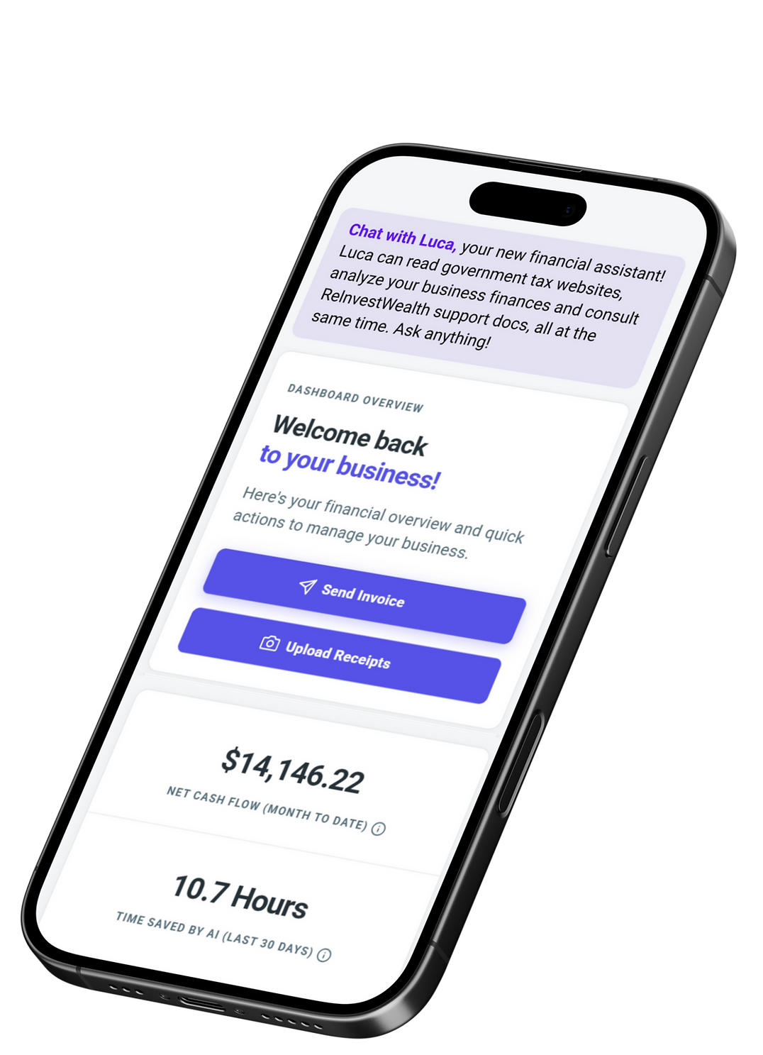 ReInvestWealth app dashboard on mobile